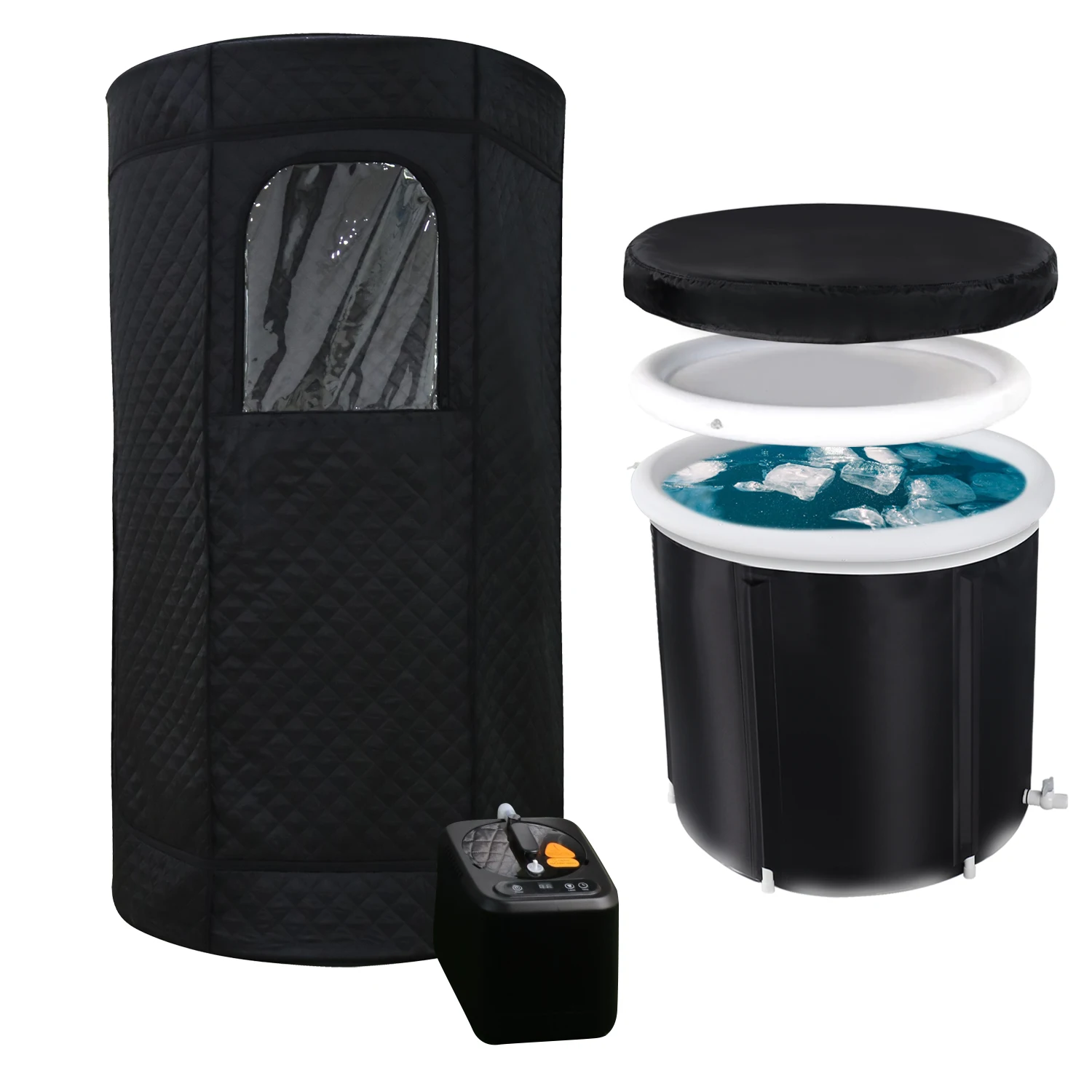 OHO Portable round steam sauna tent infrared sauna barrel and ice bath cold tub for Loss weight and detox