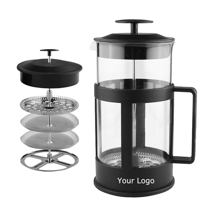 Wholesale Stainless Steel Plunger Glass Tea Pot Espresso Coffee Plunger Plastic French Press