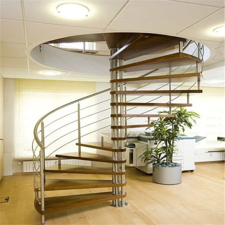high quality spiral stairs case design kit wooden tread modern indoor used spiral staircase