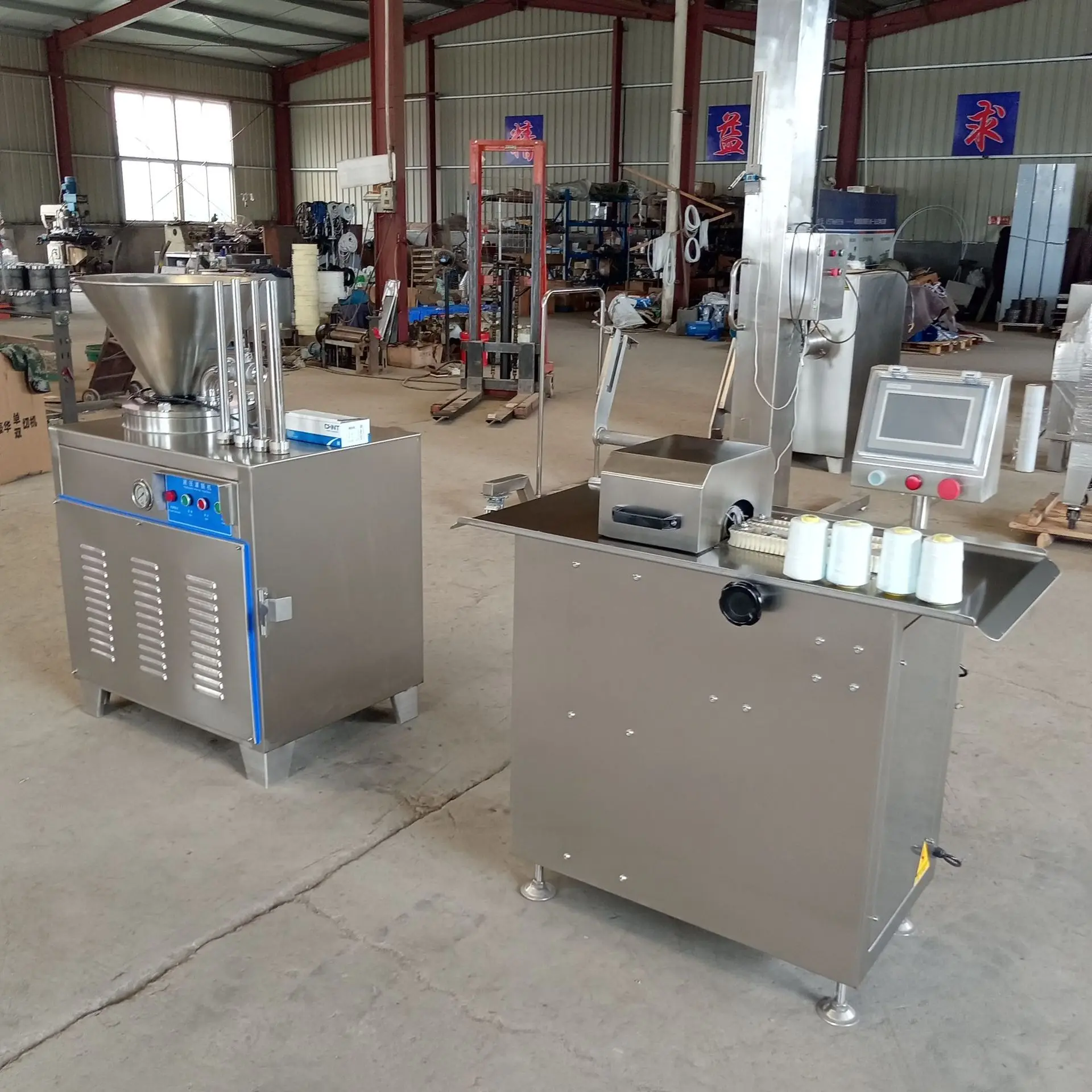 Small Mini Hydraulic Piston Mortadella Enema Sausage Filler Nozzle Stuffer Making Machine Automatic 110V