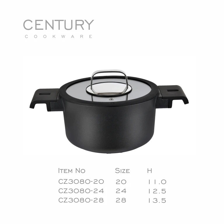 Hot Sale Aluminum Induction Casseroles Round Ramen Bowl Food Warmer Black Casserole With Lid