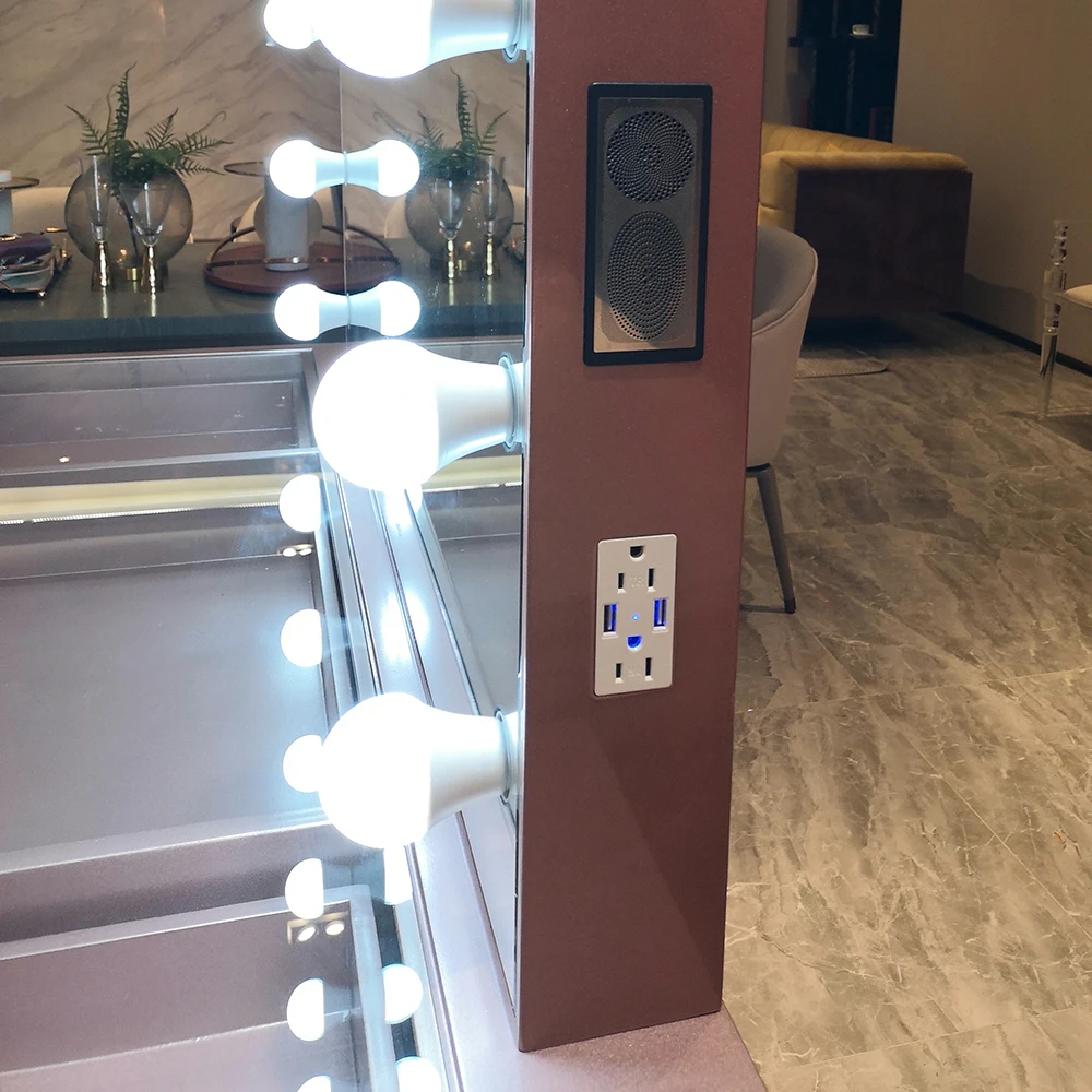 Stock on US! Docarelife Salon Furniture Rose Gold Girls Beauty Vanity Set Makeup Dressers with Mirror