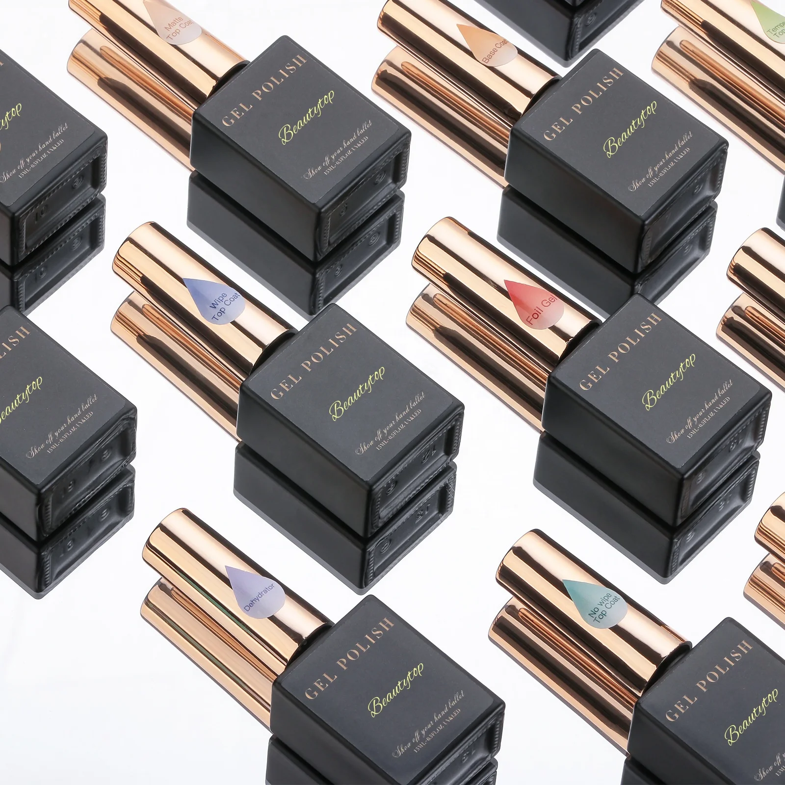 Beautytop custom Nail multi functional uv gel polish 12 options with rubber base coat top coat primer structure gel