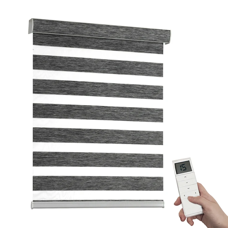 Motorized Zebra Blinds Cordless Roller Polyester Blackout Day Night App Remote Control Electric Motorized Zebra Blinds
