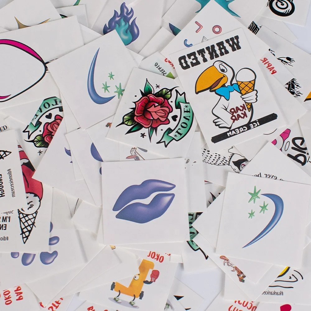 Custom 10*15Cm Cmyk Printing Body Paper Tattoo Stickers China Manufacturer Water Transfer Temporary Tattoos