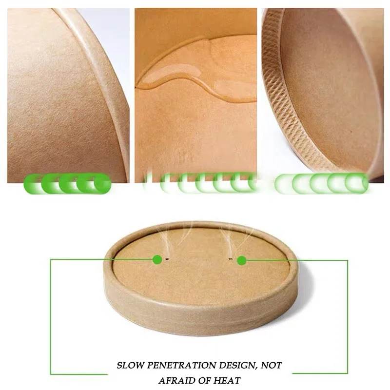 SenAng07 Top Fashion Faux Bamboo Soup Single Wall Bucket Food Salad Takeaway Container Paper Bowl With Lid