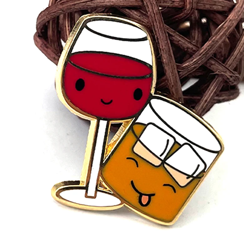 14years manufacture customized rose gold plating metal silk screen printing hard enamel badge pin souvenirs