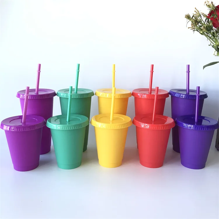Take away pink travel coffee pp tumbler creative water customize cold plastic drinking cups 24oz plastic cups