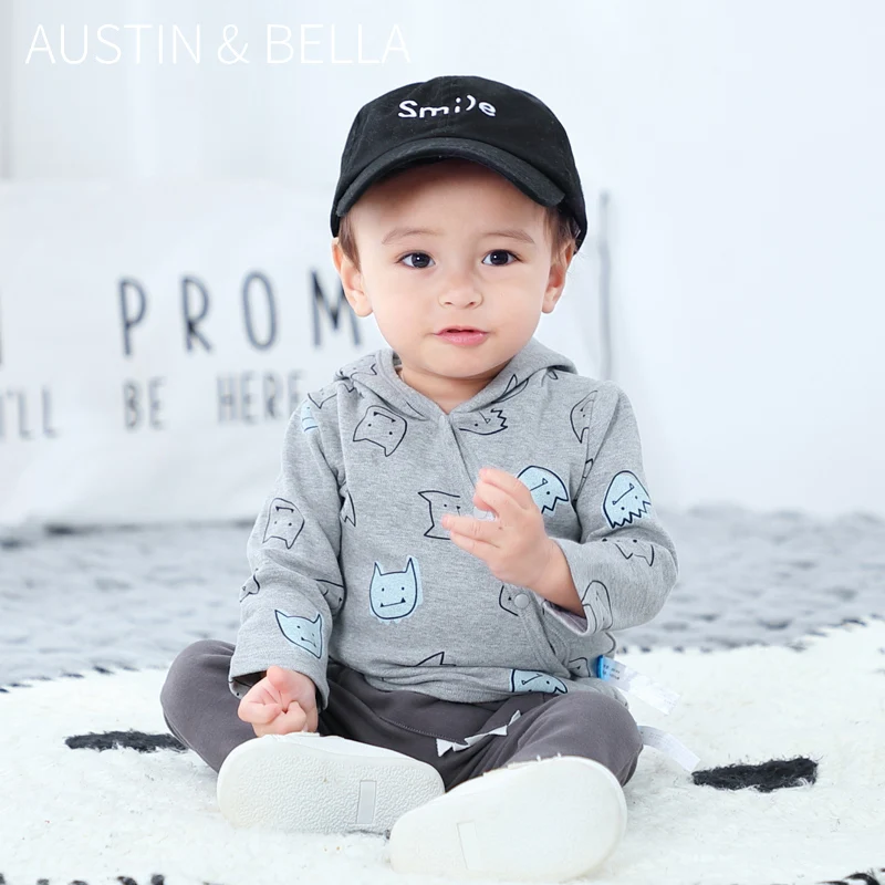 
Austin Bella wholesale boutique high quality autumn baby clothes animal baby boy cardigan 100% cotton babies coat 