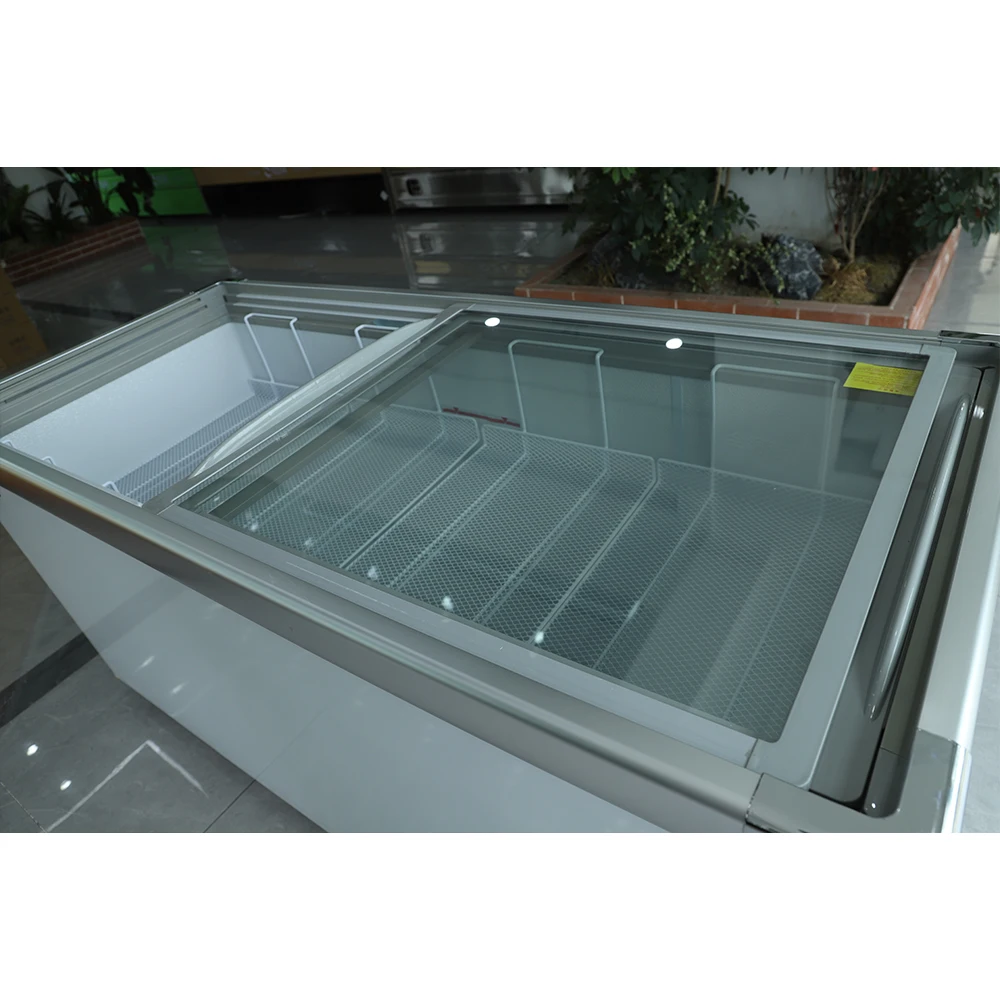 hucheng Chest freezer Horizontal deep freezer Silding glass door Double temperature Freezer and cooler 1100L