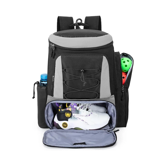Pickleball Paddle Backpack Equipment Bag with 4 Racket Compartment Shoe Compartment Fence Hook Bag Only