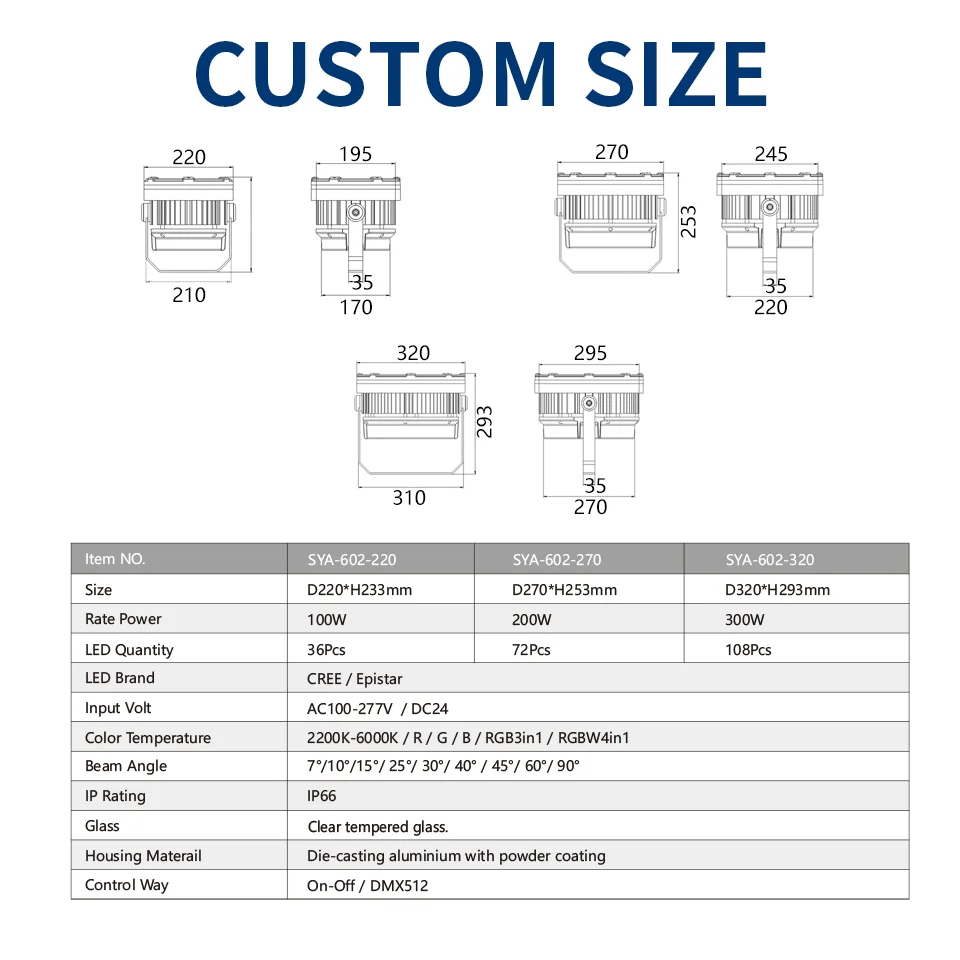 SYA-602 Adjustable Beam Angle reflector light architectural design LED projector lamp