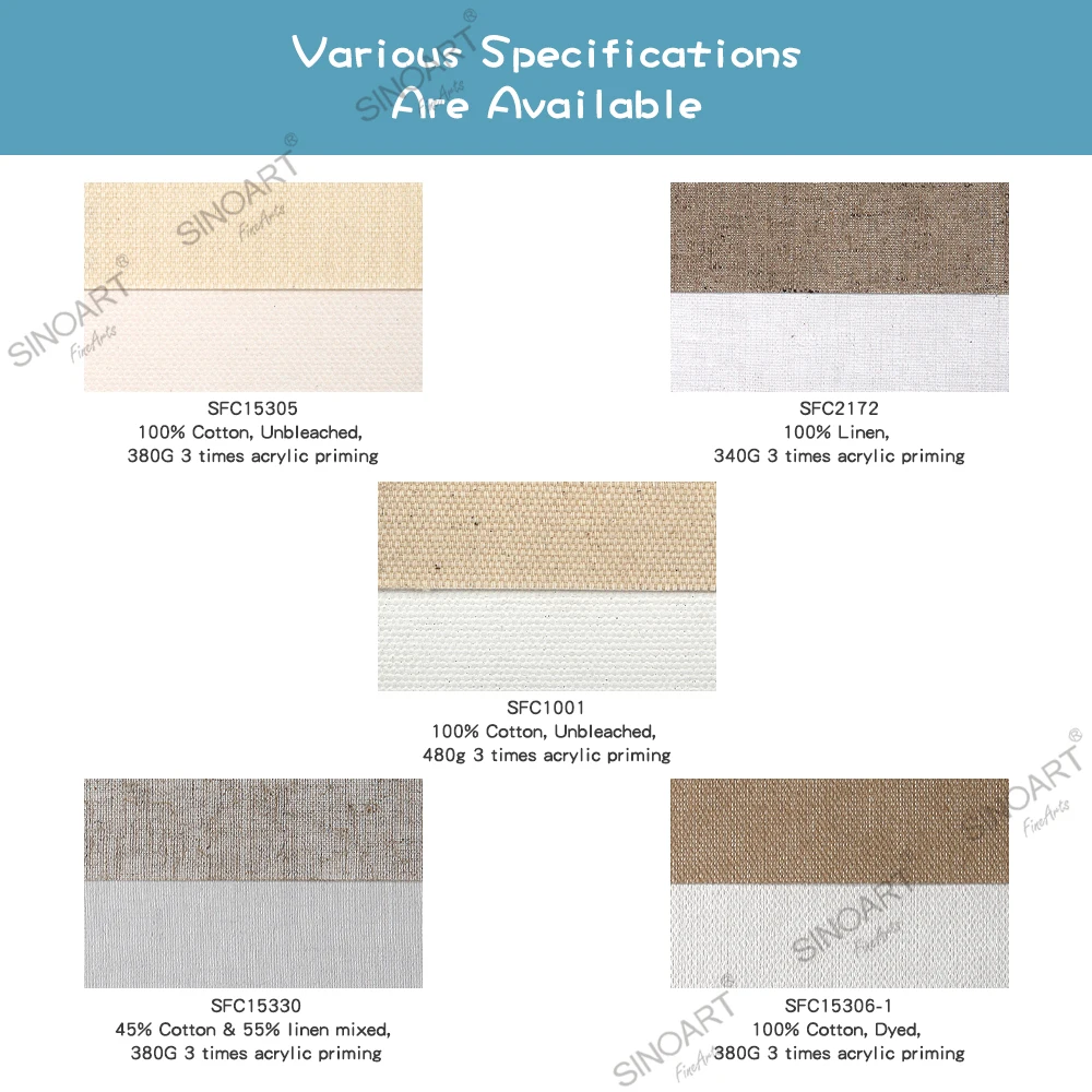 SINOART 10M canvas roll linen High quality Canvas rolls linen for painting wide