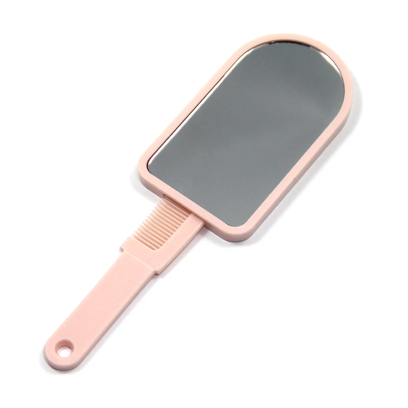 Wholesale square simple hand-held makeup mirror girls carry beauty makeup mirror can be customized LOGO Built-in comb