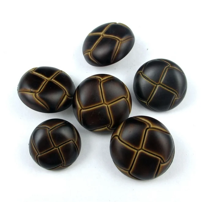 High quality brown color football plastic leather button with shank