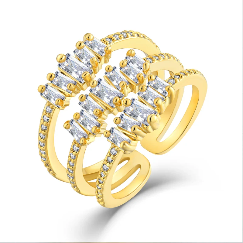 fine jewelry Fashion zirconia luxury Italian Charms 925 sterling silver 18K gold plated Handmade Engagement Ring For Ladies