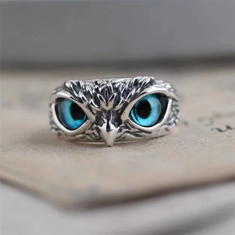 Fashion Vintage Opal Owl Rings Universal Jewelry Gift Open Adjustable Ring