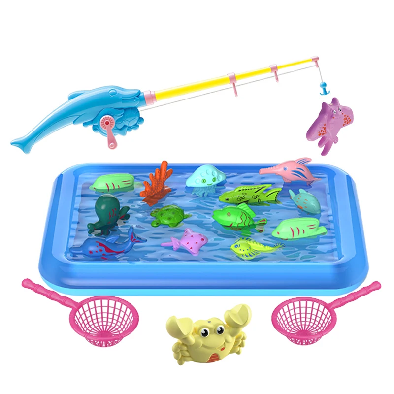 Kids plastic fish toys fishing toys kids girls fishing game toy