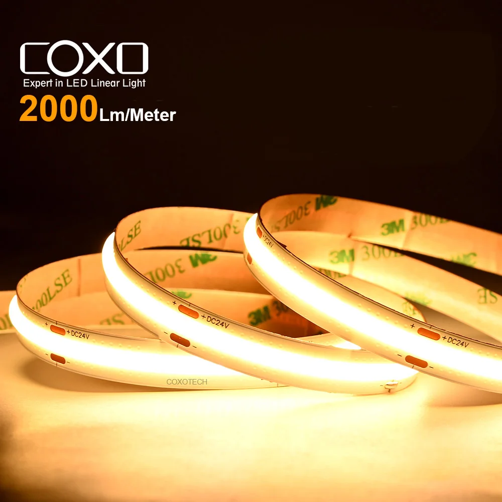 COXO CE ROHS High efficiency COB led strip 5 years warranty Ra95 2000lm high Brightness COB led strip light