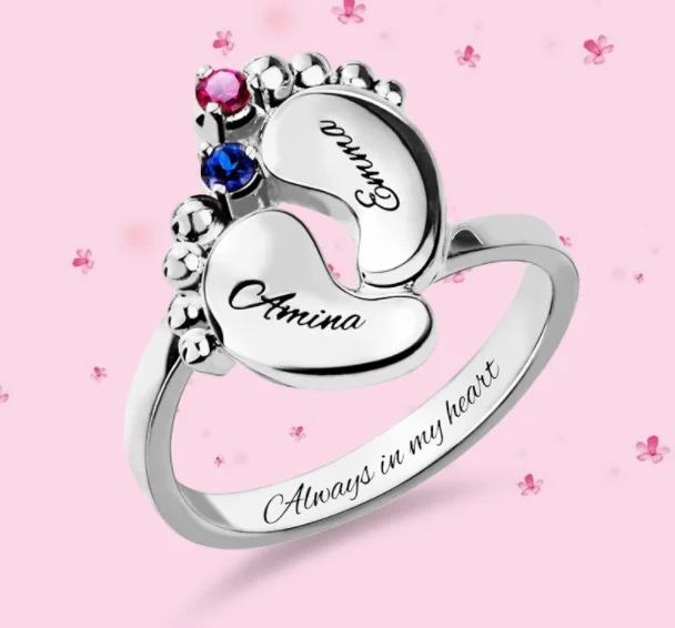 Private customized birthday gift 925 sterling silver personalized engraved any  logo name barefoot foot ring jewelry