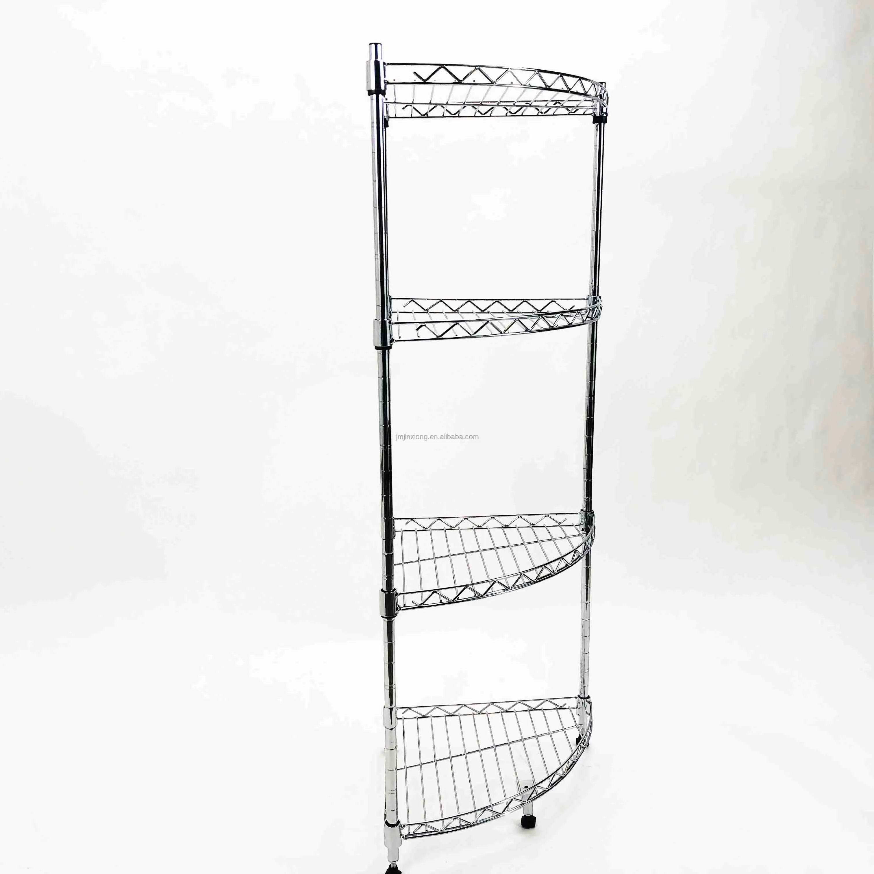 Steel Chromed Painting Kitchen Bathroom Corner Wire Mesh Shelf And 4 Tier Household Storage Wire Rack