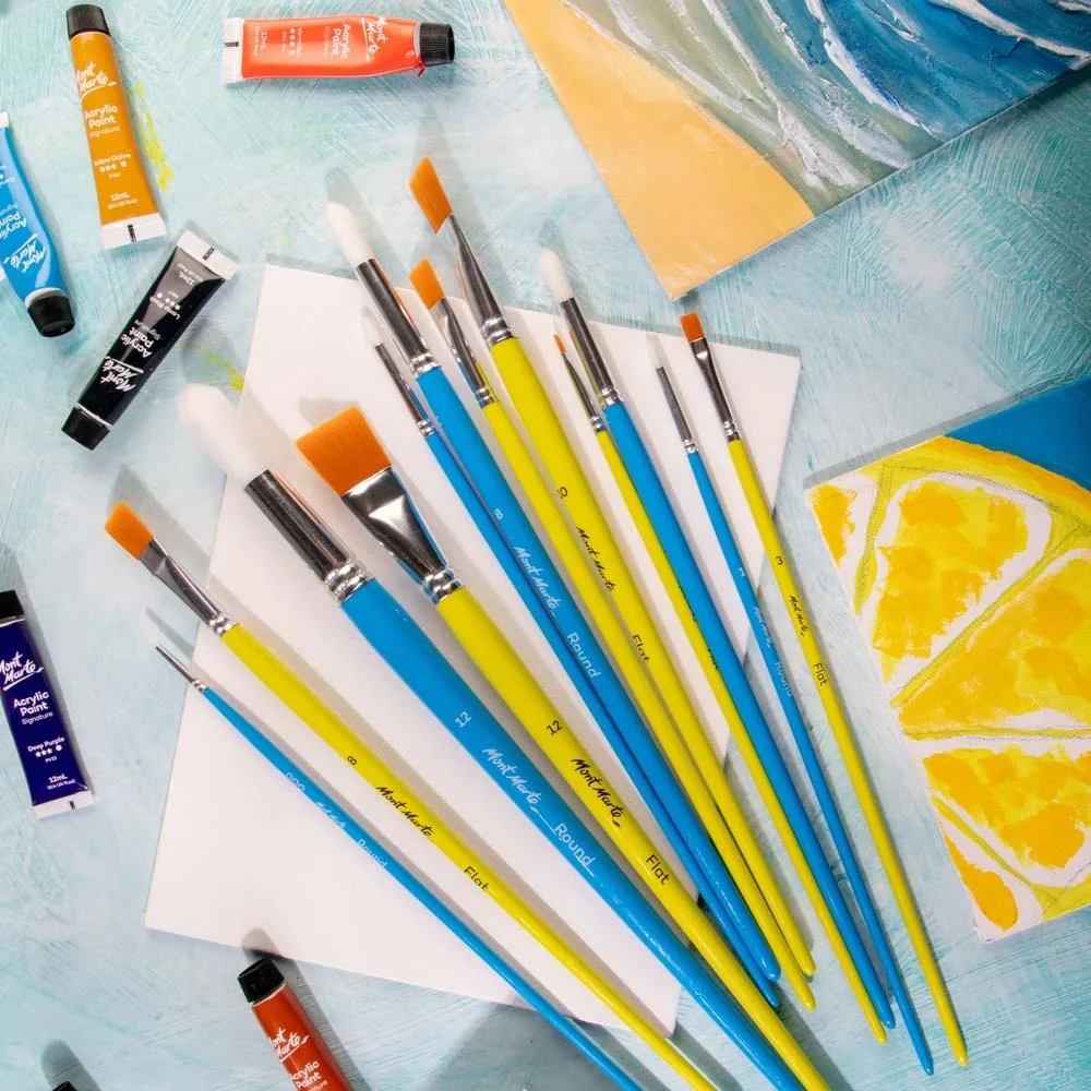 Mont Marte Taklon Brush Set Combination 12pc artist paint brushes