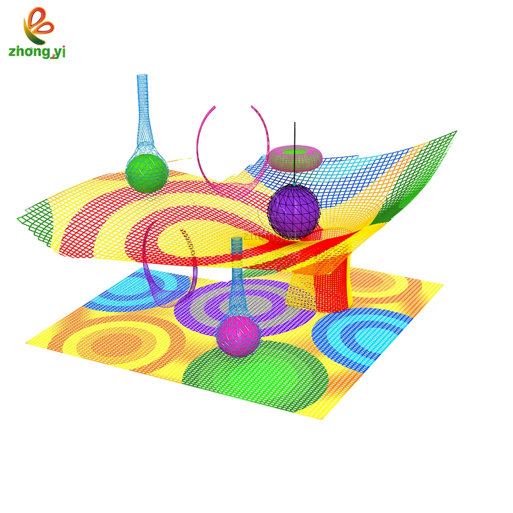 indoor Playground Kids Fitness Soft Play Games Big Rainbow Rope Maze Crochet Climbing Net