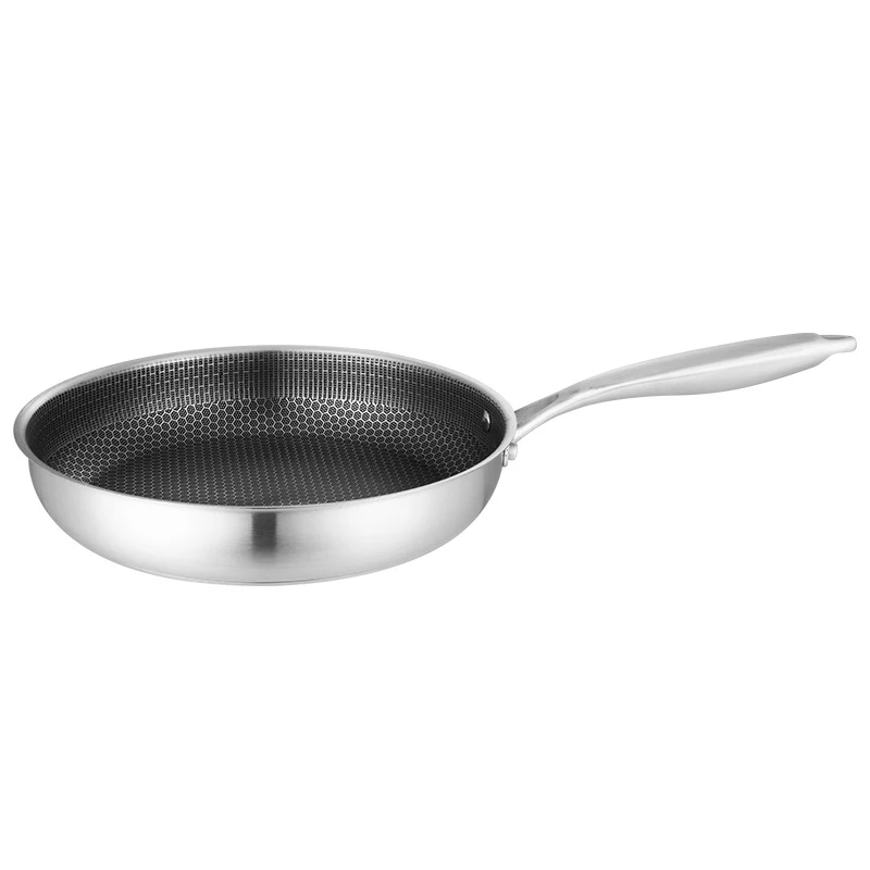 Honeycomb Coating Non Stick Fry Pan Metal Stainless Steel 304/316 Three layer steel Cooking Frying Pan