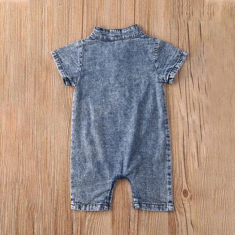 China Manufacturer Summer New Short Sleeve Jumpsuit Cowboy Baby Climbing Clothes
