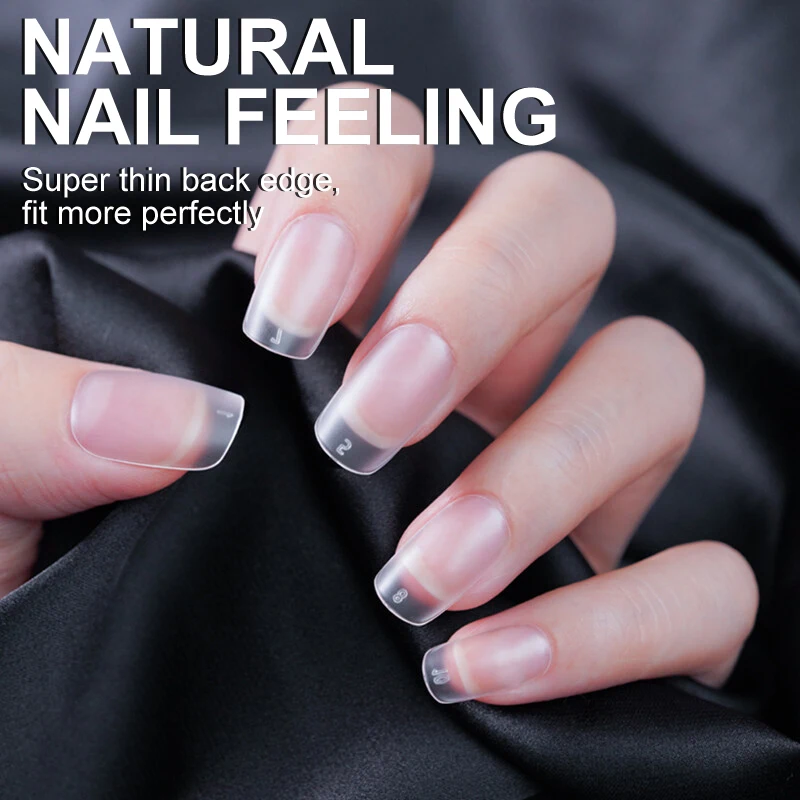 OEM Artificial Long Square Nails Tips Natural French Fashion Designed Handmade Press On Nails