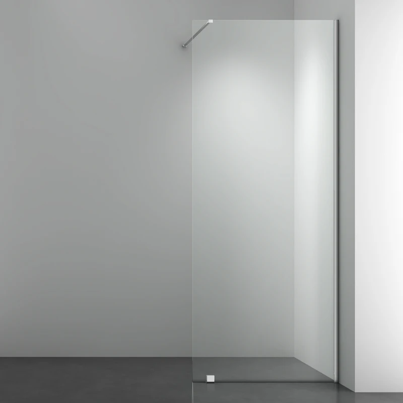 Apartment Bathroom Freestanding Rectangle Shape Tempered Glass Shower Bath Screens With Stainless Steel Cross Bars