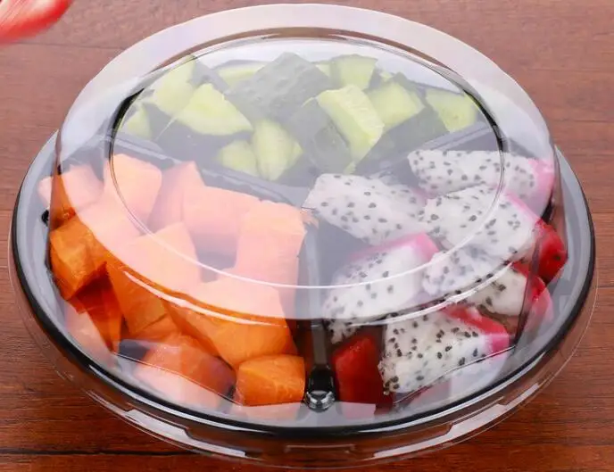 Disposable plastic with lid fruit plate platter for party wedding