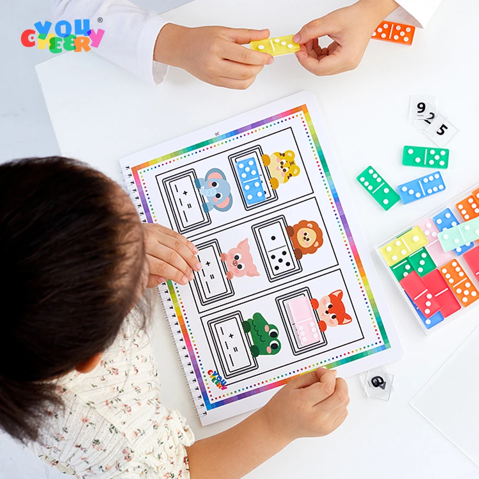 2023 28-Piece Double 6 Montessori Colored Acrylic Dominoes Educational Math Toys Kids Toddlers Numerical Learning Resources