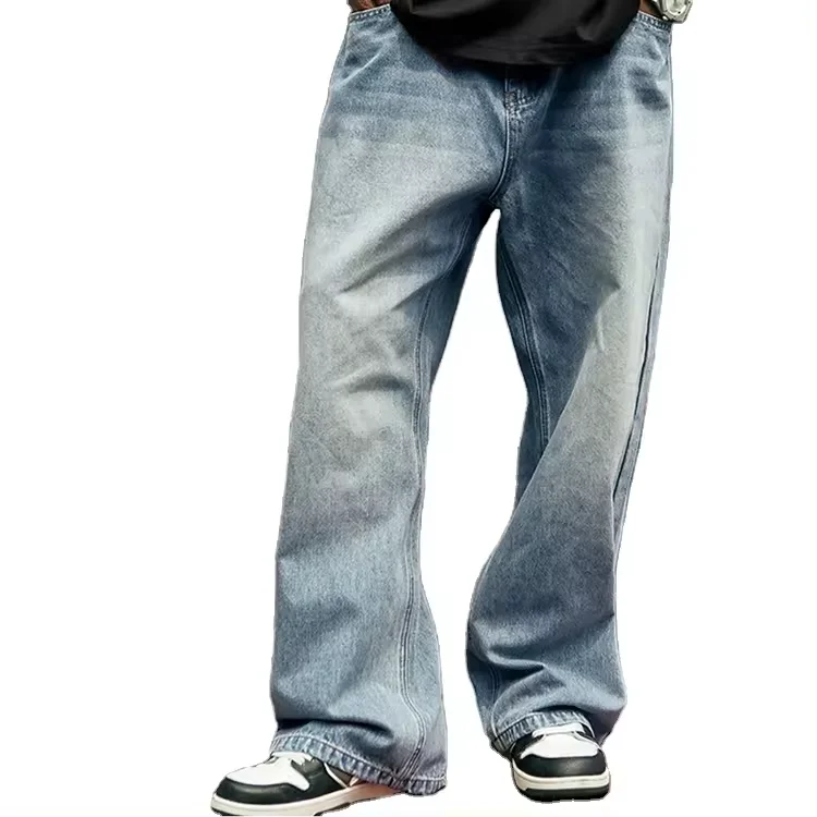 Vintage wash straight leg baggy wide-leg jeans 2023 new fashion brand street casual pants trousers for men jeans