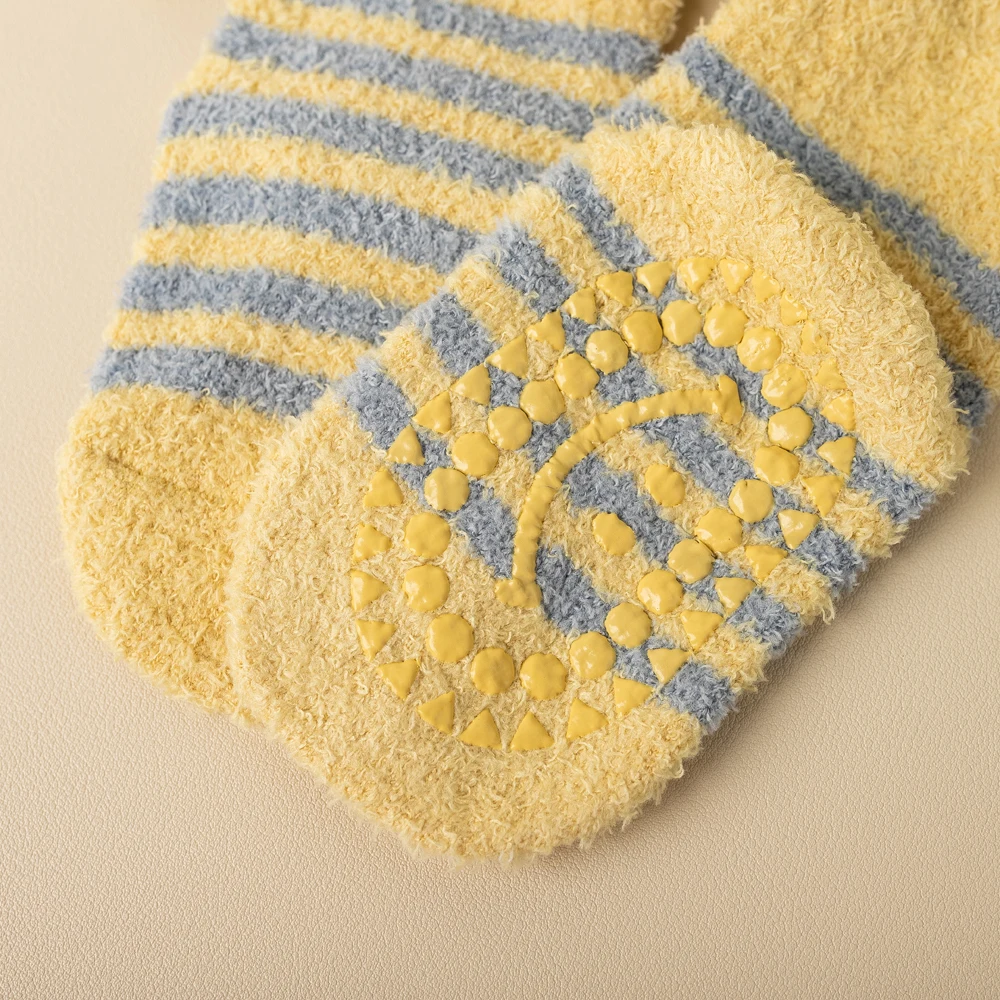 Baby fuzzy girls puppy ear socks newborn infant toddler fluffy stripe warm socks with ears