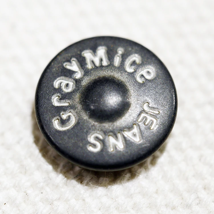 Custom Brand Name Logo Iron Jeans Buttons Antique Copper Denim Jeans Metal Brass Rivet Nut Buttons Shank Metal Button Jean