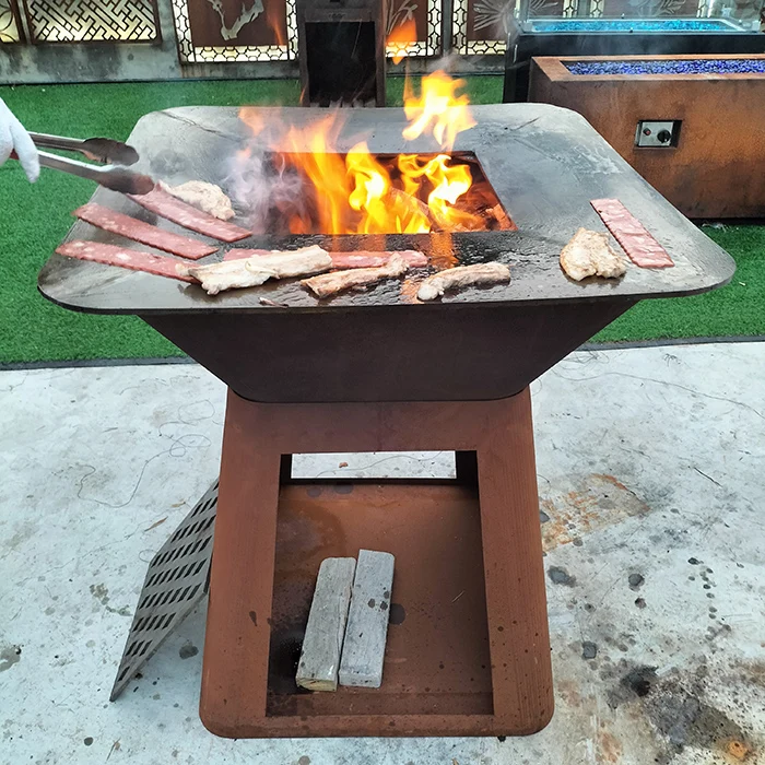 Garden Charcoal Barbecue Grills Fire Pit Bowls  Outdoor Camping Barbecue Corten Steel Balcony BBQ Grill
