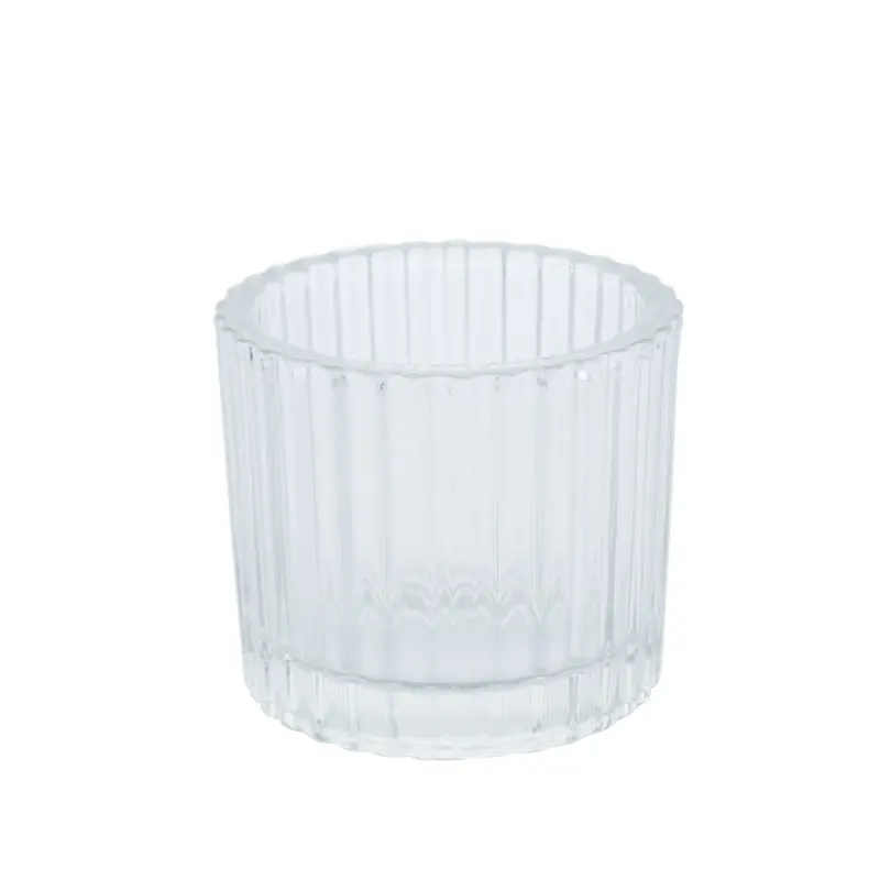 250ml spot wholesale water corrugated transparent glass candle jar frosted glass