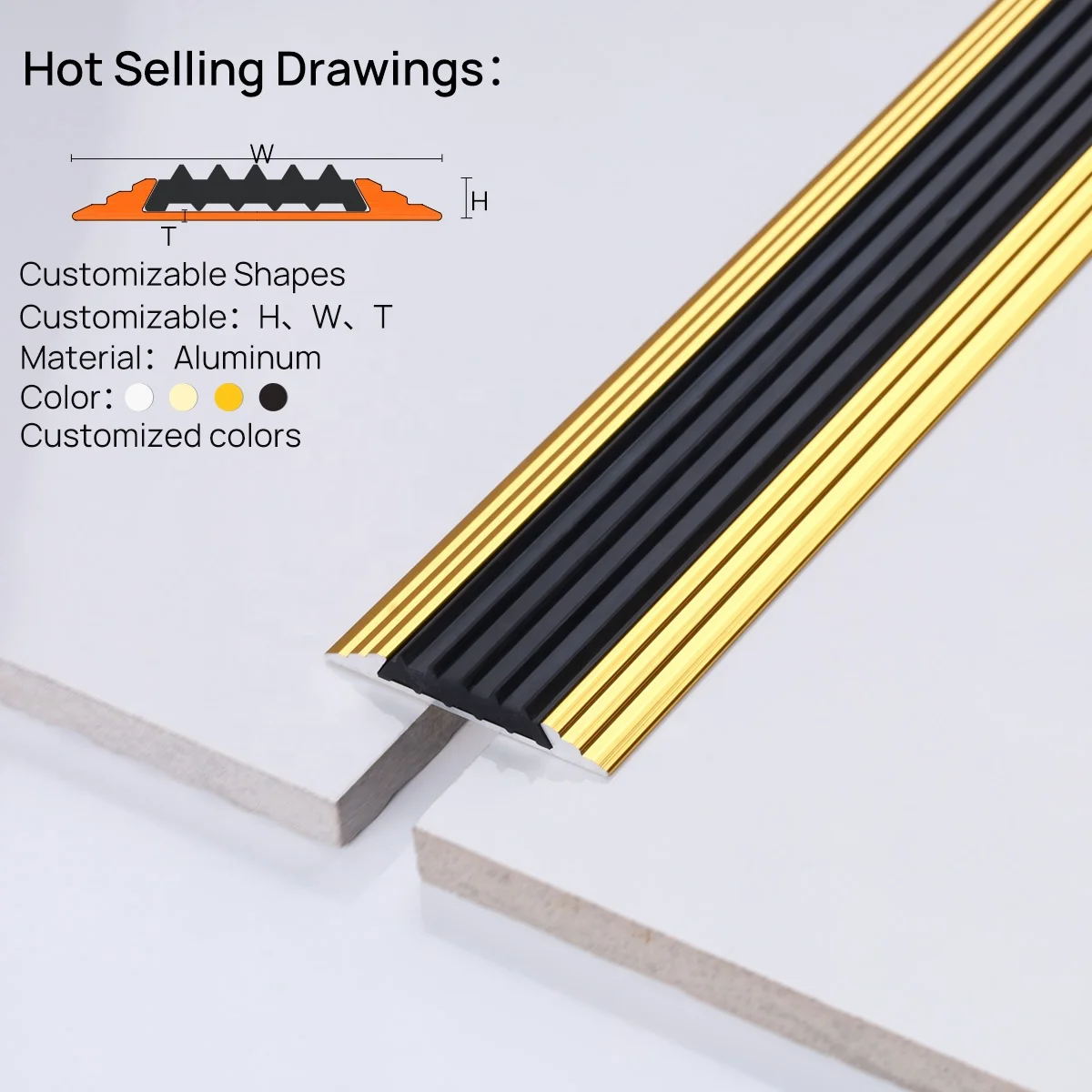 Prolink Metal Custom Factory Flooring Accessories Floor Threshold Strip Protection Aluminum Flexible Floor Transition Trim Strip