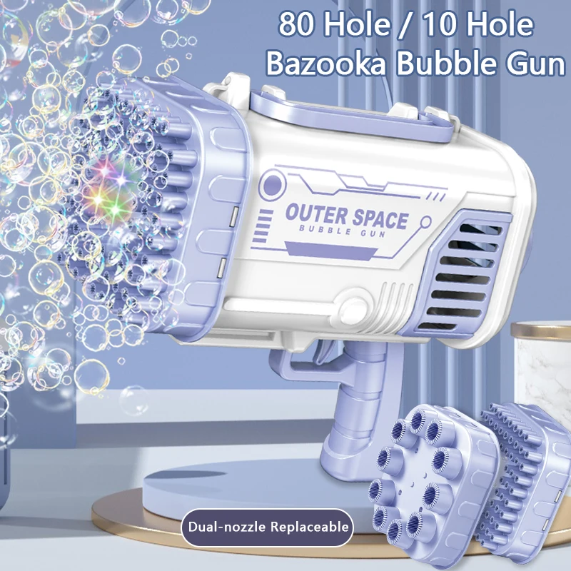 Glow Light Up Bubbles Blaster Blower Toys 80 Holes 10 Holes Bazooka Gatling Cheap Led Flashing Automatic Bubble Shooter Gun Toy