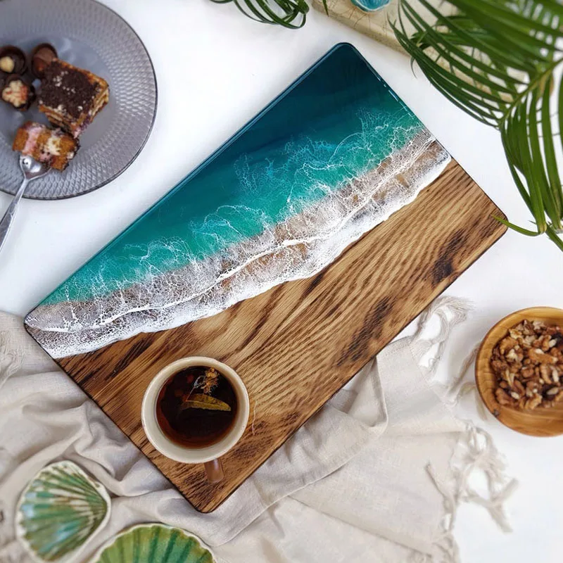 Olive wood Acacia wooden cutting board with resin river, Epoxy resin cutting board ,wooden cheese board