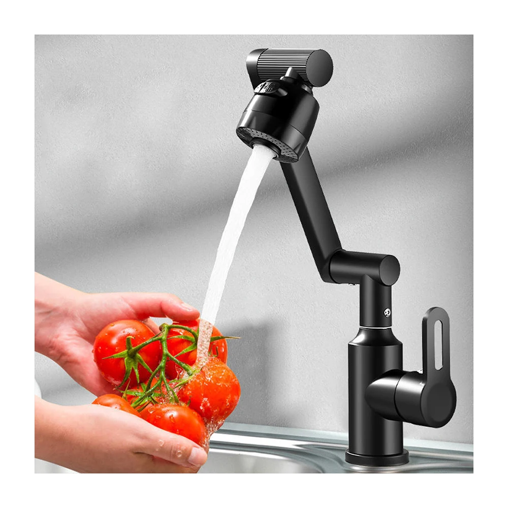All copper kitchen faucet  splash proof universal vegetable basin faucet cold and hot water rotatable