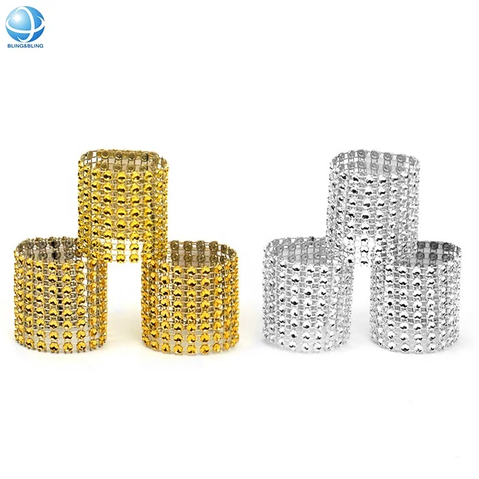  Одноразовые Круглые Кольца для салфеток со стразами Blinged на