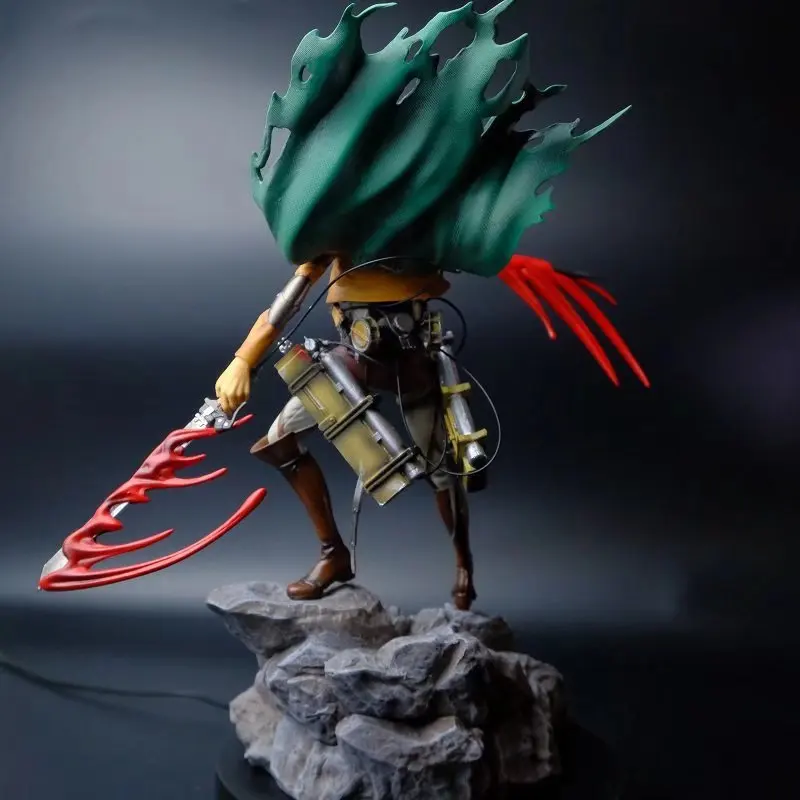35CM Hot Anime Figure Attack on Shingeki No Kyojin Rivaille Ackerman Battle Damaged Double-headed Action Figures