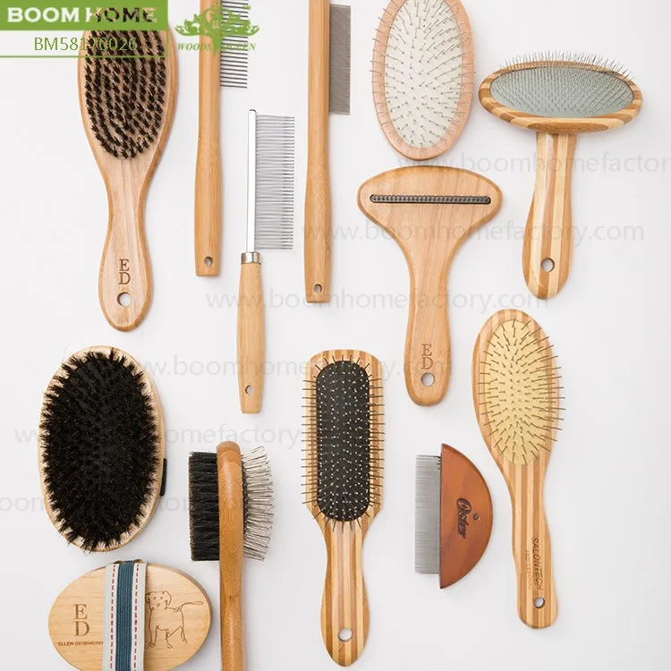 bamboo silicon pet grooming brush self cleaning for small animals pet hair brush for professional pet groomers provide OEM/ODM