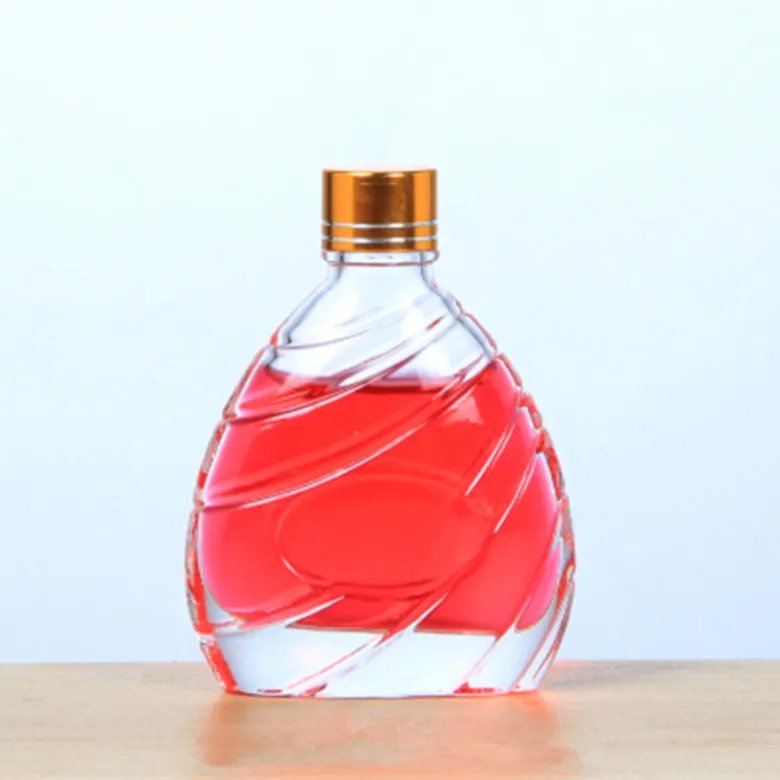 Hot sell 50ml 100ml 248ml 480ml transparent ripple fruit wine ice wine bottle vodka whiskey rum glass wine bottle