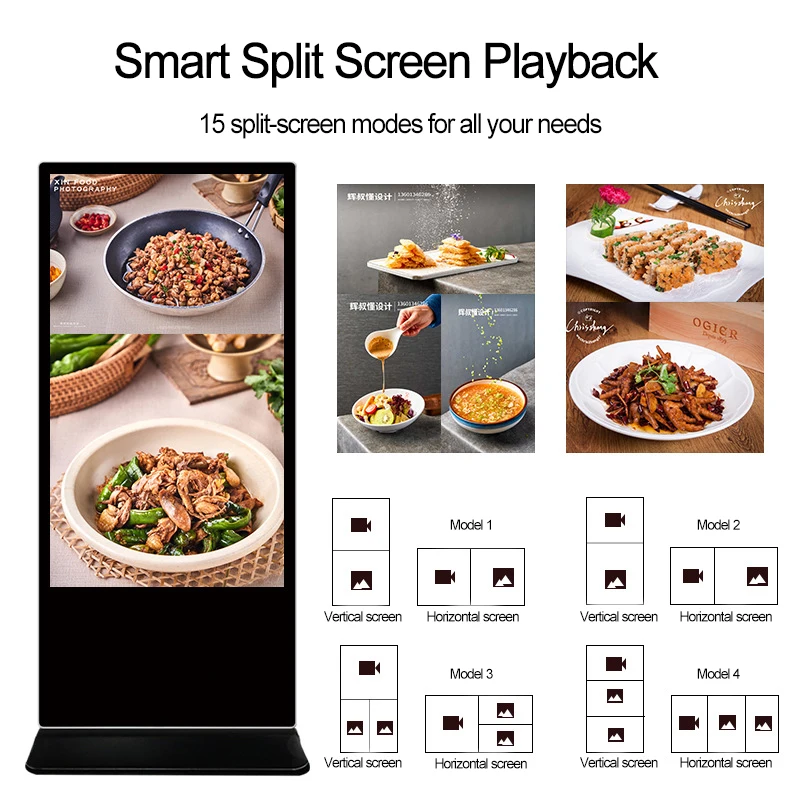 55/50/43 Inch Ultra Thin Multi Media Lcd Digital Signage Totem Advertising Screens Kiosk Advertising 4+32g Touch Screen Kiosk