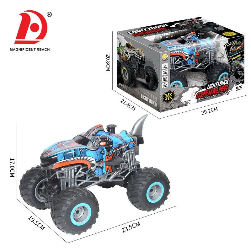 HUADA 2024 4CH 27MHZ Dinosaur Design Fast Racing 4WD High Speed Mist Spray RC Car Off Road Remote Control Trucks With Battery