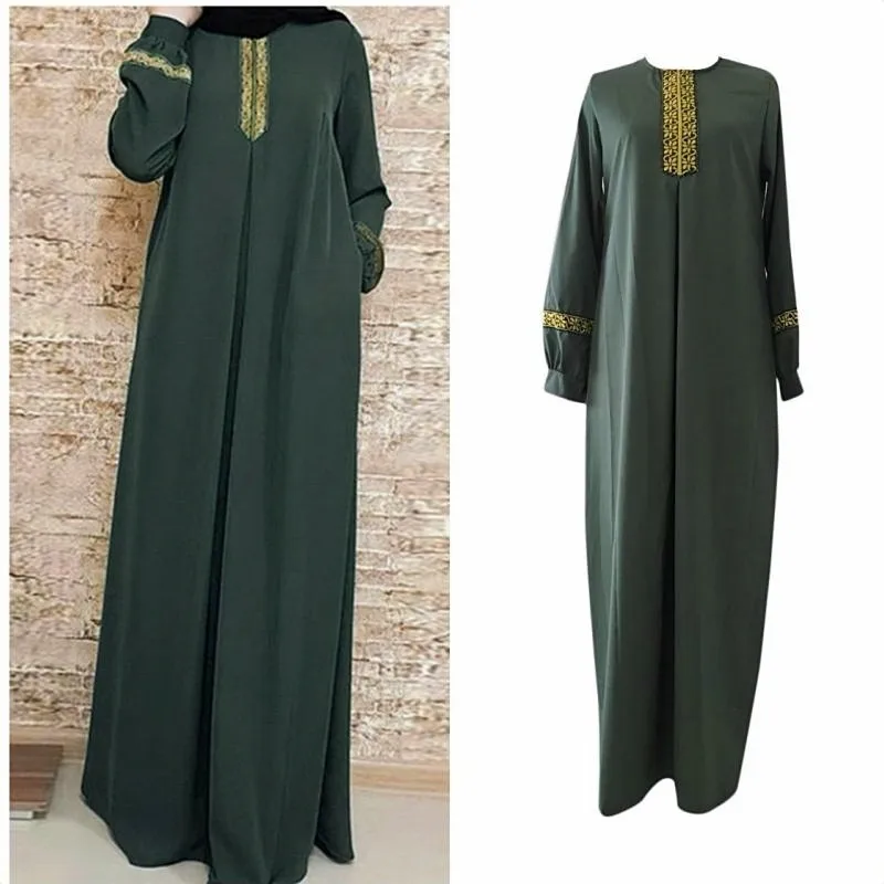 Women Print Muslim Maxi Dress Plus Size 5XL Casual Muslim Clothes Kaftan Lace Abaya Long Dress