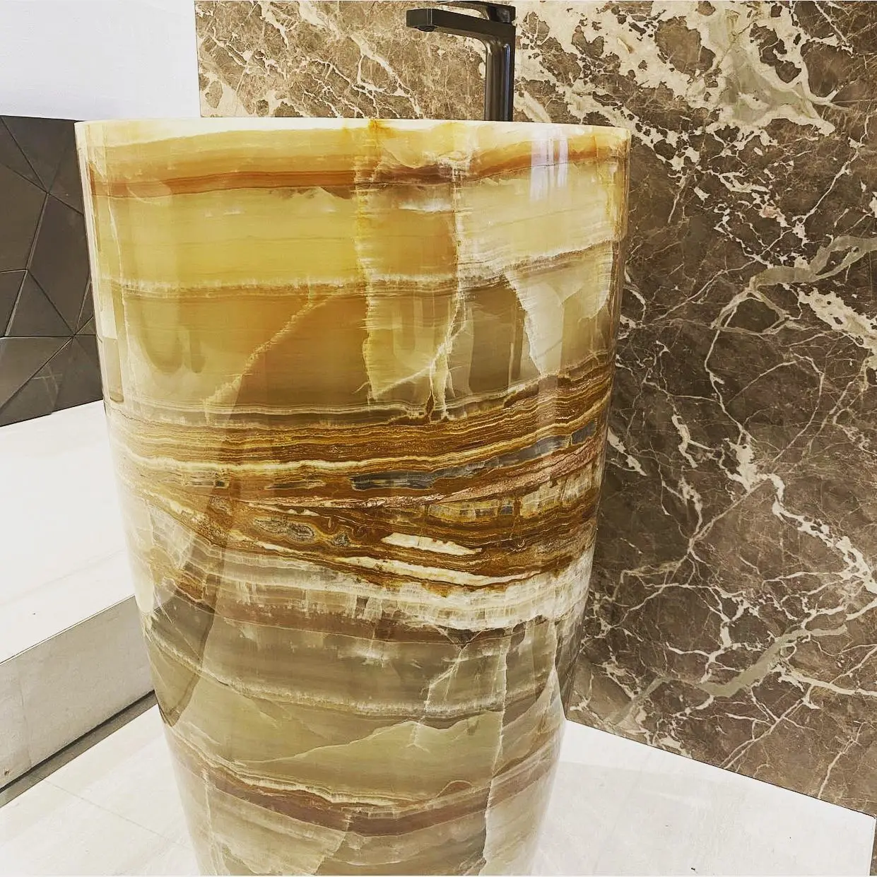 New Arrivals Modern Design Agate Onyx Sink Artificial Stone Sintered Stone Basin Marble Pedestal Basin